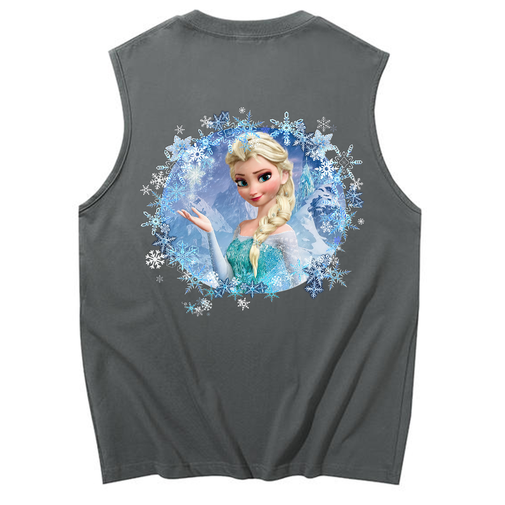 （画像用） アナと雪の女王 アンナ エルサ Frozen Anna Elsa コットン100％タンクトップ（背面プリント）